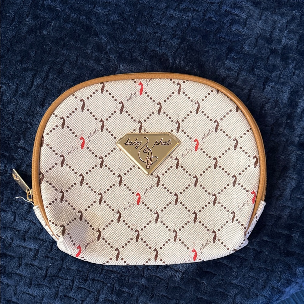 Baby Phat Beige and Brown Patterned Cosmetic Case